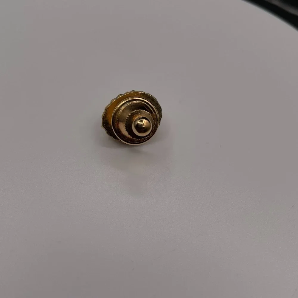 Vintage Gold-Tone Round Tie Tack Pin Yellowish-White Stone Classic jewellery